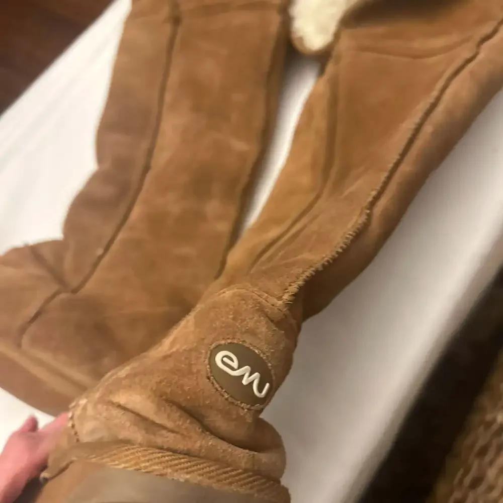 EMU Australia Tall Shearling Over The Knee Suede Boots Chestnut